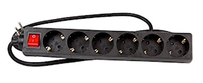 Regleta Base 6 enchufes con cable e interruptor, 1,5 metros