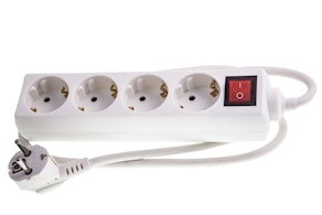 regleta Base múltilple de 4 enchufes 1,5mts. cable e interruptor, color blanco