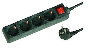 regleta Base múltilple de 4 enchufes negro con 1,5mts. de cable