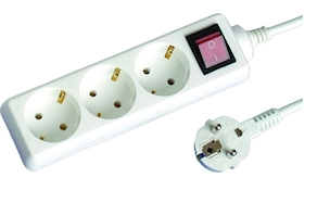 regleta Base 3 enchufes con cable e interruptor, 1,5 metros