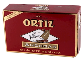 Anchoas en aceite de oliva tamaño grande, 110 gramos