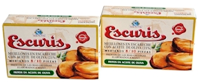 Mejillones en escabeche 8/10 piezas, 2 latas Escuris, 111 gramos