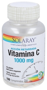 Vitamina C (Solaray), 100 comprimidos, 1000 mg.