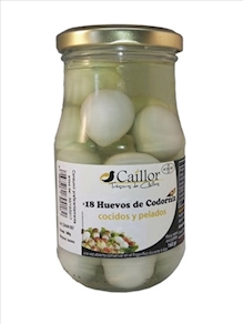 Huevos de codorniz cocidos y pelados 18und.