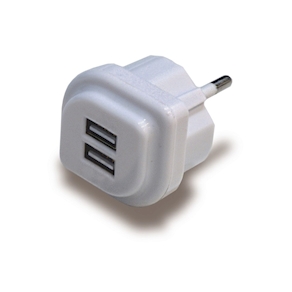 ENCHUFE ALIMENTADOR USB DOBLE 5V/1A-2A REF.1450