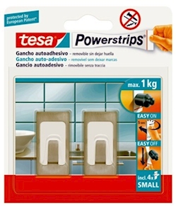 COLGADOR  GANCHO ADESIVO HOG RECT ADH REUT G/MET PL BL 4T SMALL METAL POWER