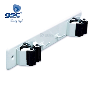 Sujeta escobas doble acero con rodillos goma - Bl.