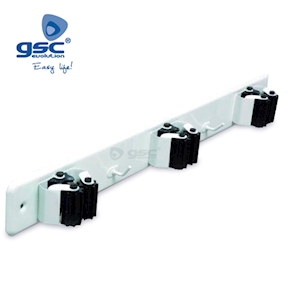 Sujeta escobas triple acero con rodillos goma - Bl.