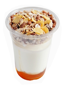 Yogurt casero con miel, chocolate y muesli, 1 unidad, 230 gramos