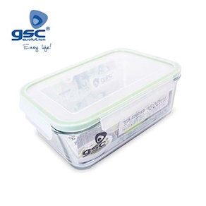 Táper hermético rectangular de cristal 1600ml