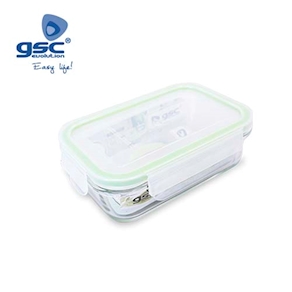 Táper hermético rectangular de cristal 400ml
