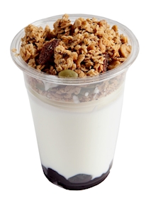 Yogurt casero con mermelada de arándanos y granola, 1 unidad, 230 gramos