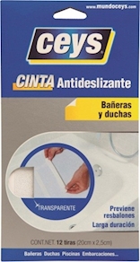 ANTIDESLIZANTE BAÑERA TIRAS 2,5CMX25MM TRA CEYS 8 PZ