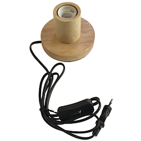 BASE DE MESA MADERA E27 CON CABLE E INTERRUPTOR
