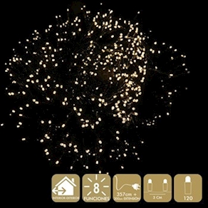 LUZ NAVIDAD LED 8 FUNCIONES 120 LUCES CALIDAS