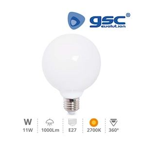 Bombilla Serie Cristal globo G95 11W E27 3000k